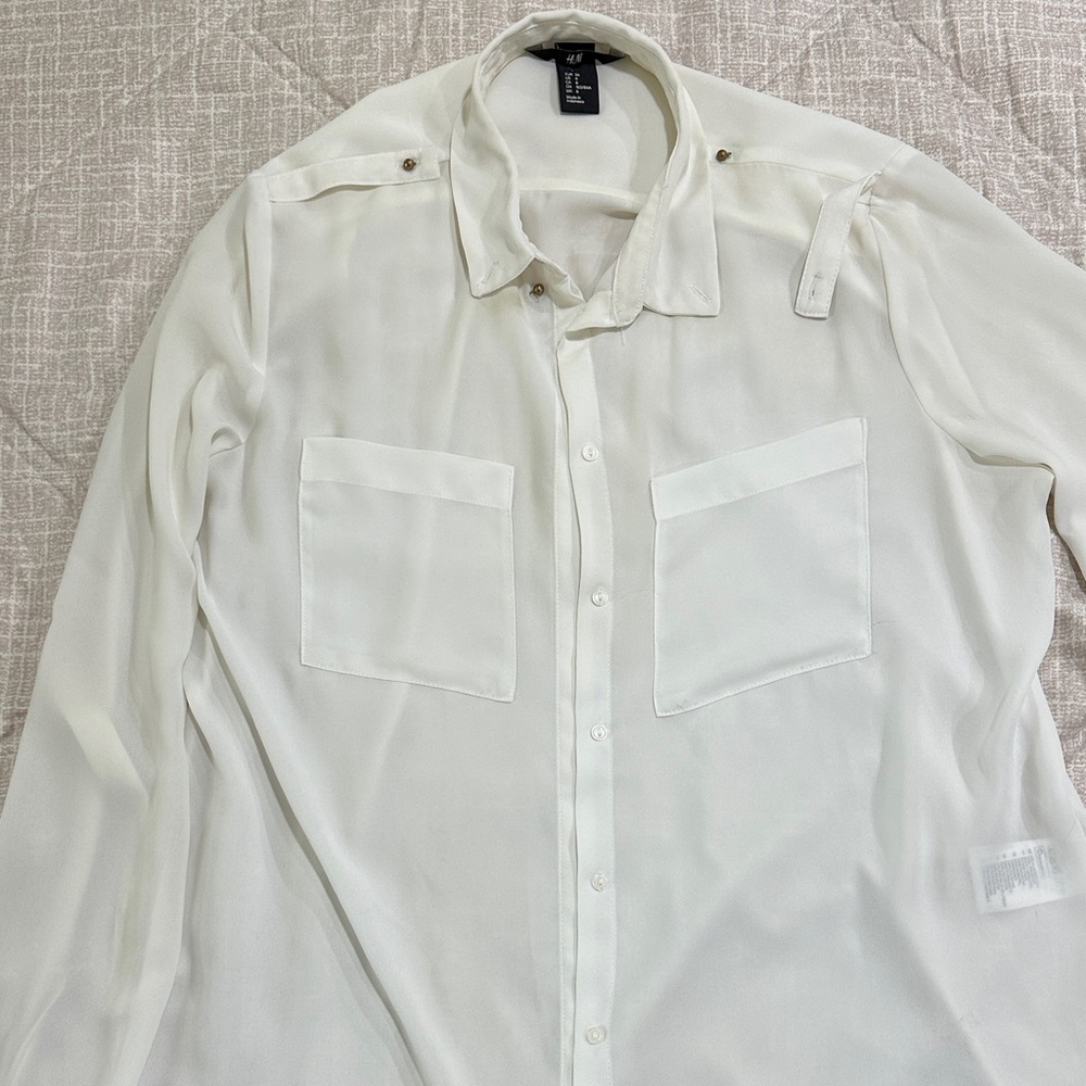 Woman’s cream Button-Up Shirt